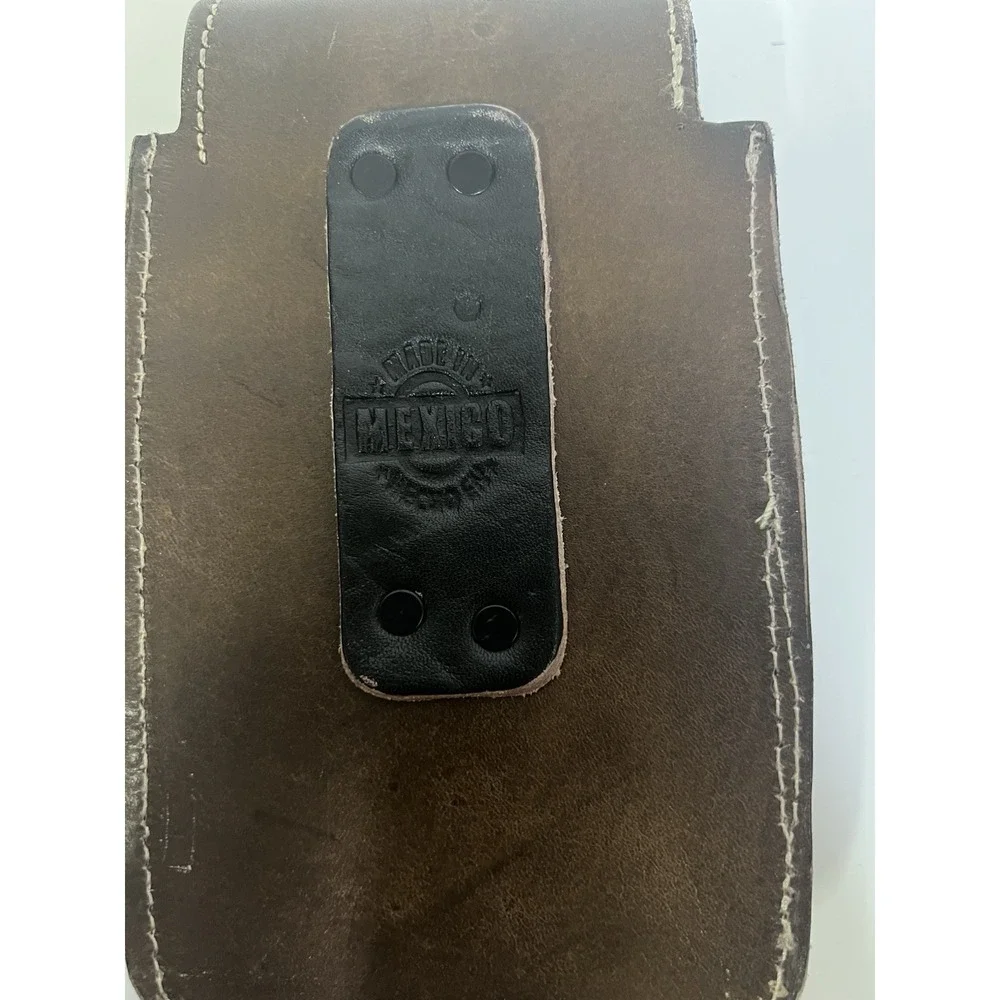 Western Cowhide Leather Western Belt Phone Holder Horse Cowboy And Cross